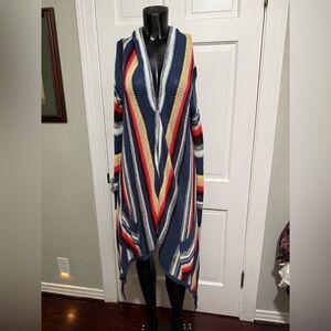 Womens Medium Billabong Stripe Slouchy Sweater Blue Red Orange Yellow